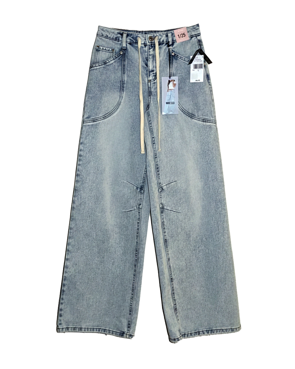 JUNIOR'S ELASTIC-BACK WIDE LEG JEANS