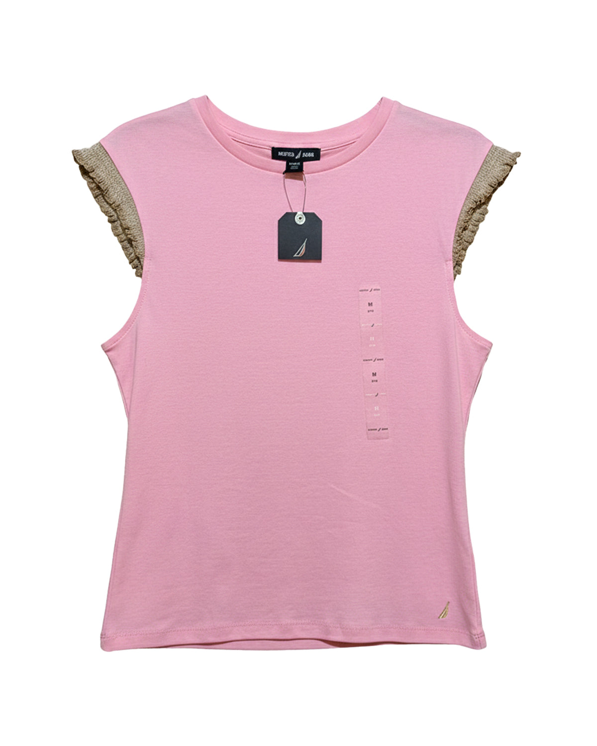 CREW NECK RUFFLED SLEEVE TOP