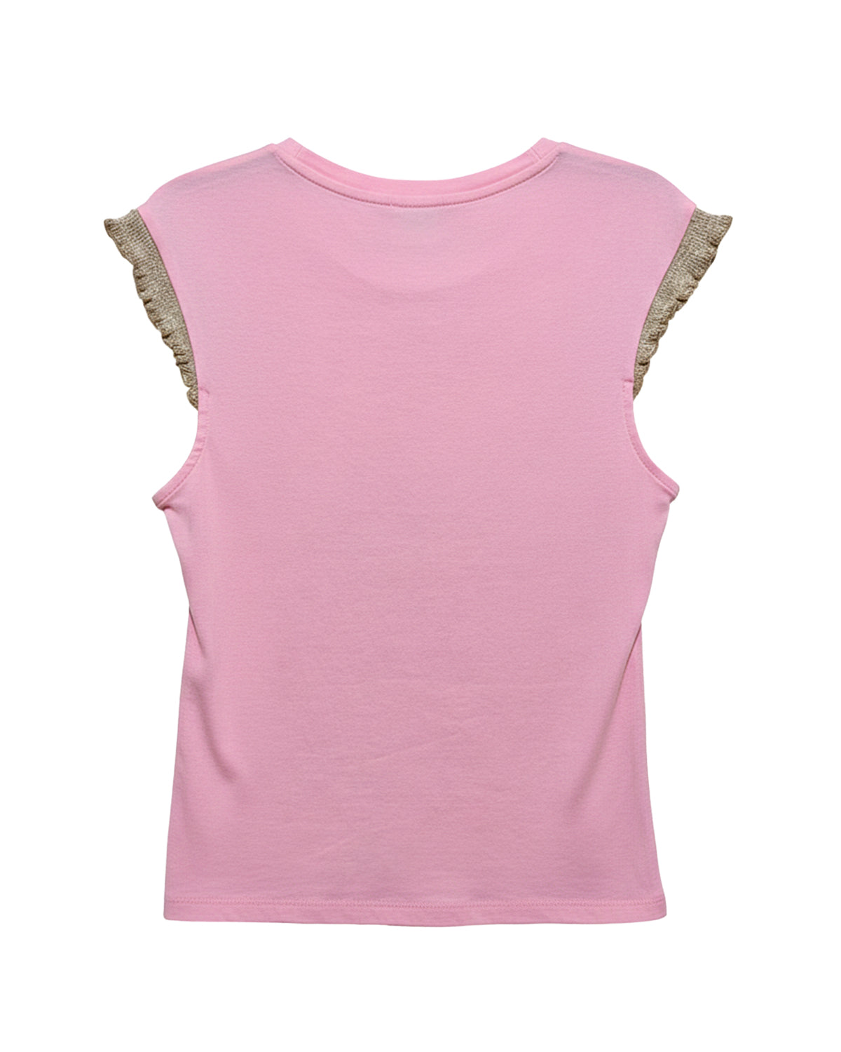 CREW NECK RUFFLED SLEEVE TOP